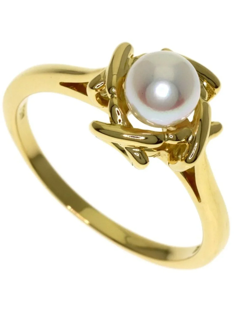 Tiffany & Co Kiss Around Pearl Ring 18k Yellow Gold